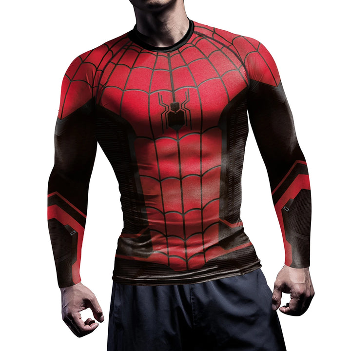 Compression Shirts for Men Long Sleeve Comics Spider Cosplay T-Shirt Superhero Top Elastic Fitness Sportwear Halloween Clothes