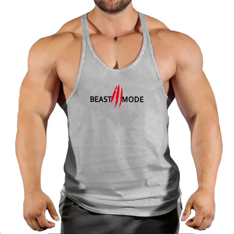 Brand Fitness Clothing Men ’s Cotton Beast Mode Letter Print Tank Top