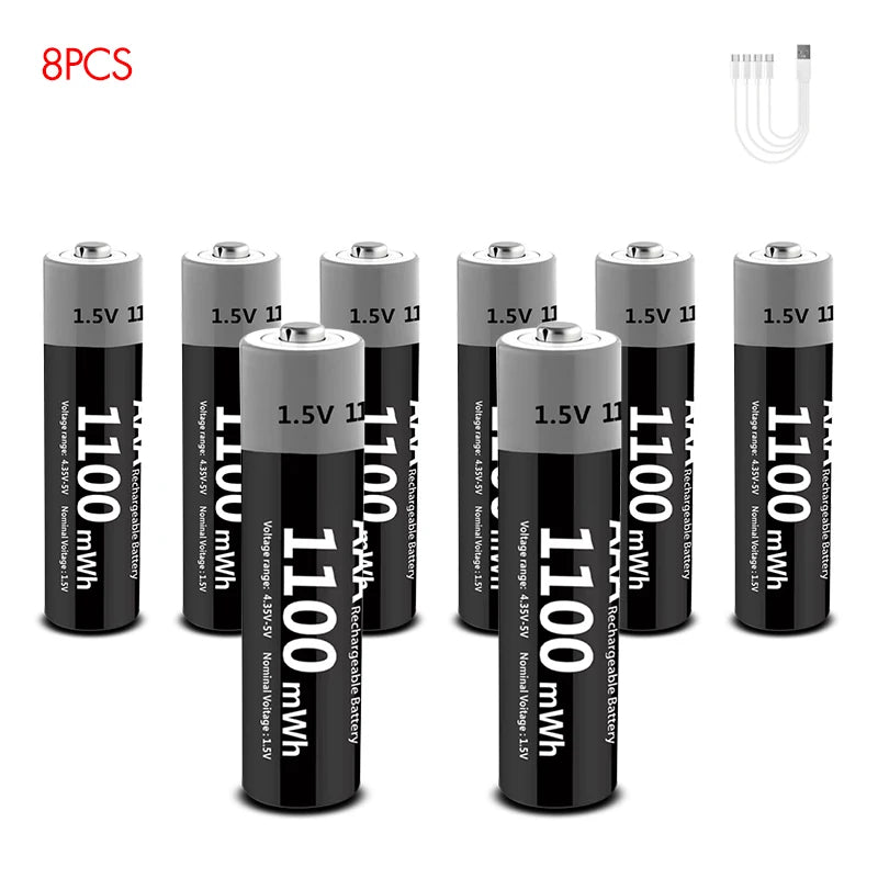 MATOV Li-ion AAA and AA Rechargeable Batteries USB Lithium-ion 3400mWh 1.5V AA Rechargeable Batteries+1100mWh 1.5V AAA Battery