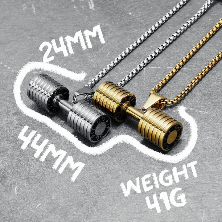 Dumbbell Men Necklaces 316L Stainless Steel Go Fit Pendant Fitness Muscles Bodybuilding Chain Punk Rock for Rider Jewellery Gift