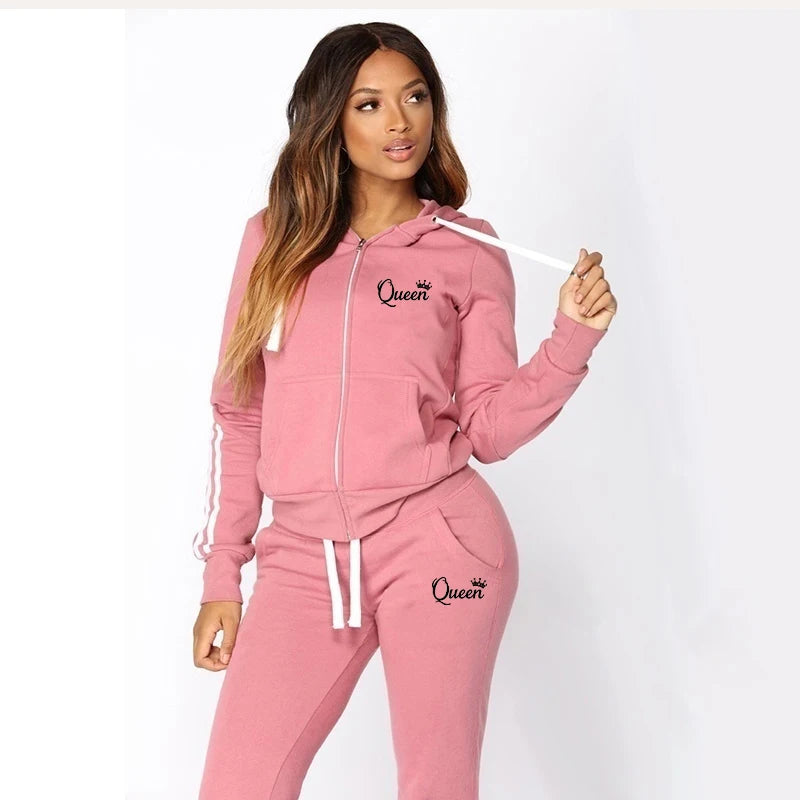 Hot Women's Fashion Tracksuit Striped Hoodies and Jogger Pants Ladies Daily Casual Clothes