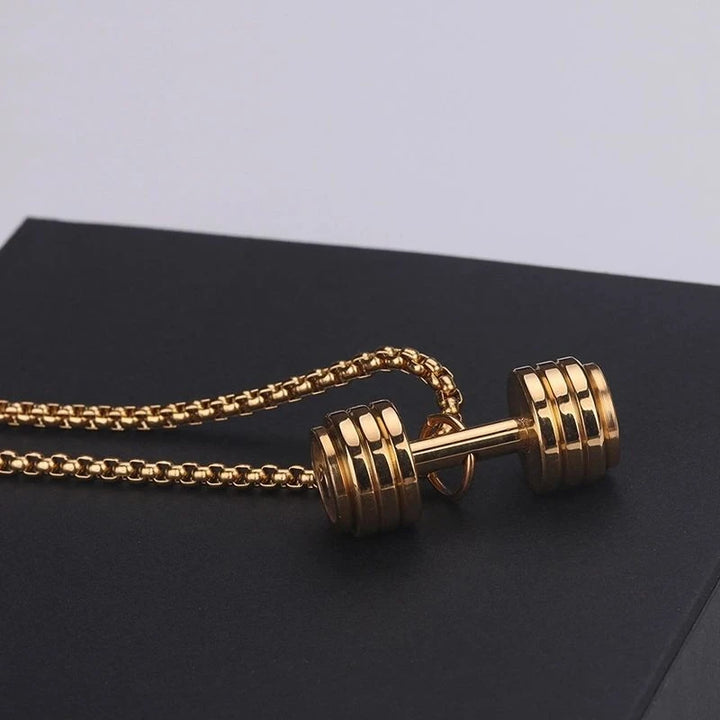 Titanium Steel Dumbbell Pendant Fitness Equipment Barbell Necklace Domineering Muscle Men's Fitness Leisure Sports Jewellery Gift