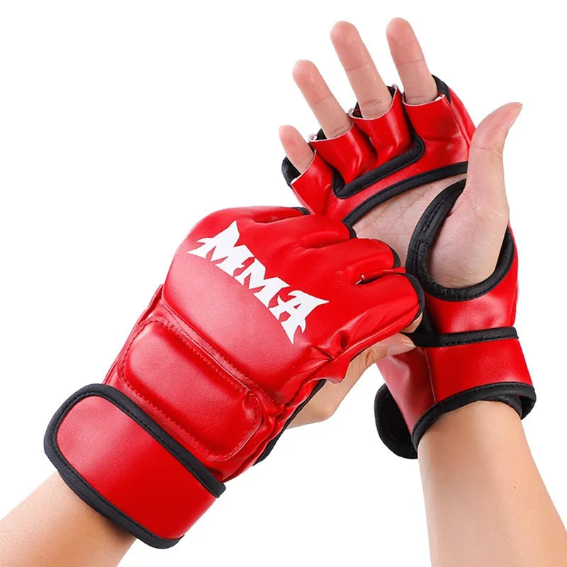 1 Pair Professional Boxing Gloves Muay Thai Fighting Gloves PU Leather