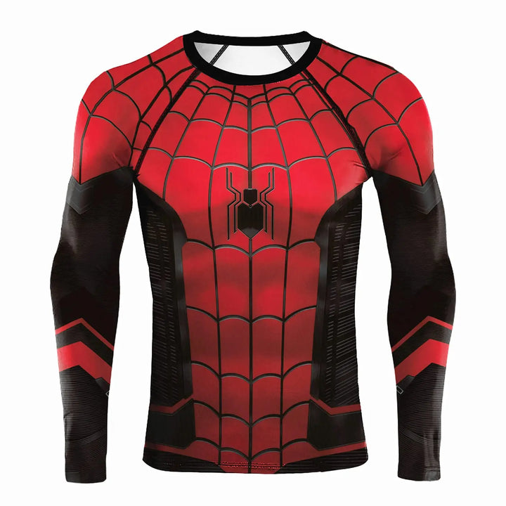 Compression Shirts for Men Long Sleeve Comics Spider Cosplay T-Shirt Superhero Top Elastic Fitness Sportwear Halloween Clothes