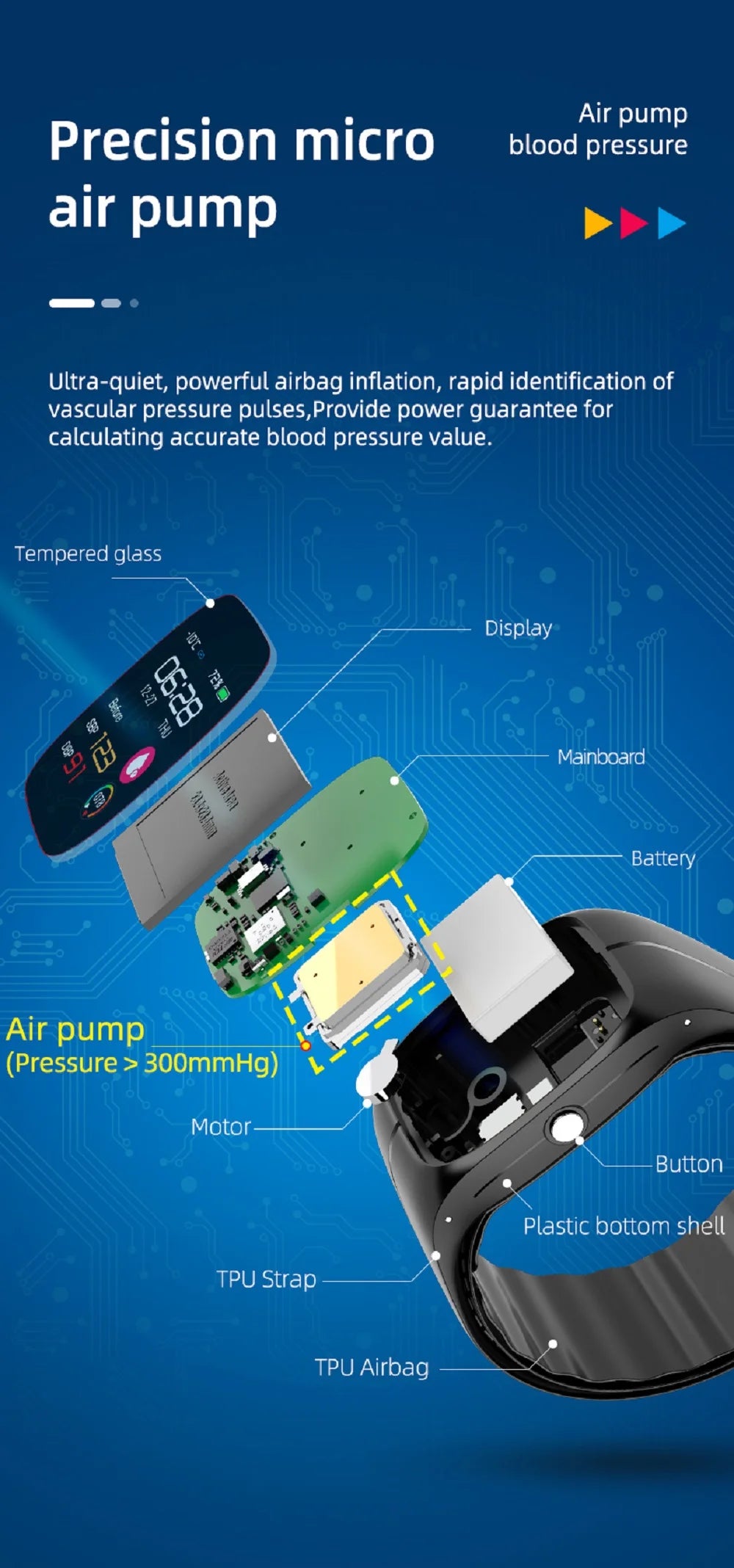 Blood Pressure Blood Oxygen Body Temperature Heart Rate Monitor Smartwatch Men Women Waterproof Sleep Sport Smart Watches Health