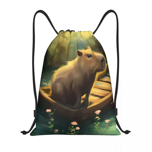 Capybara Giant Cavy Rodent Gamer Gaming Drawstring Backpack Women Men