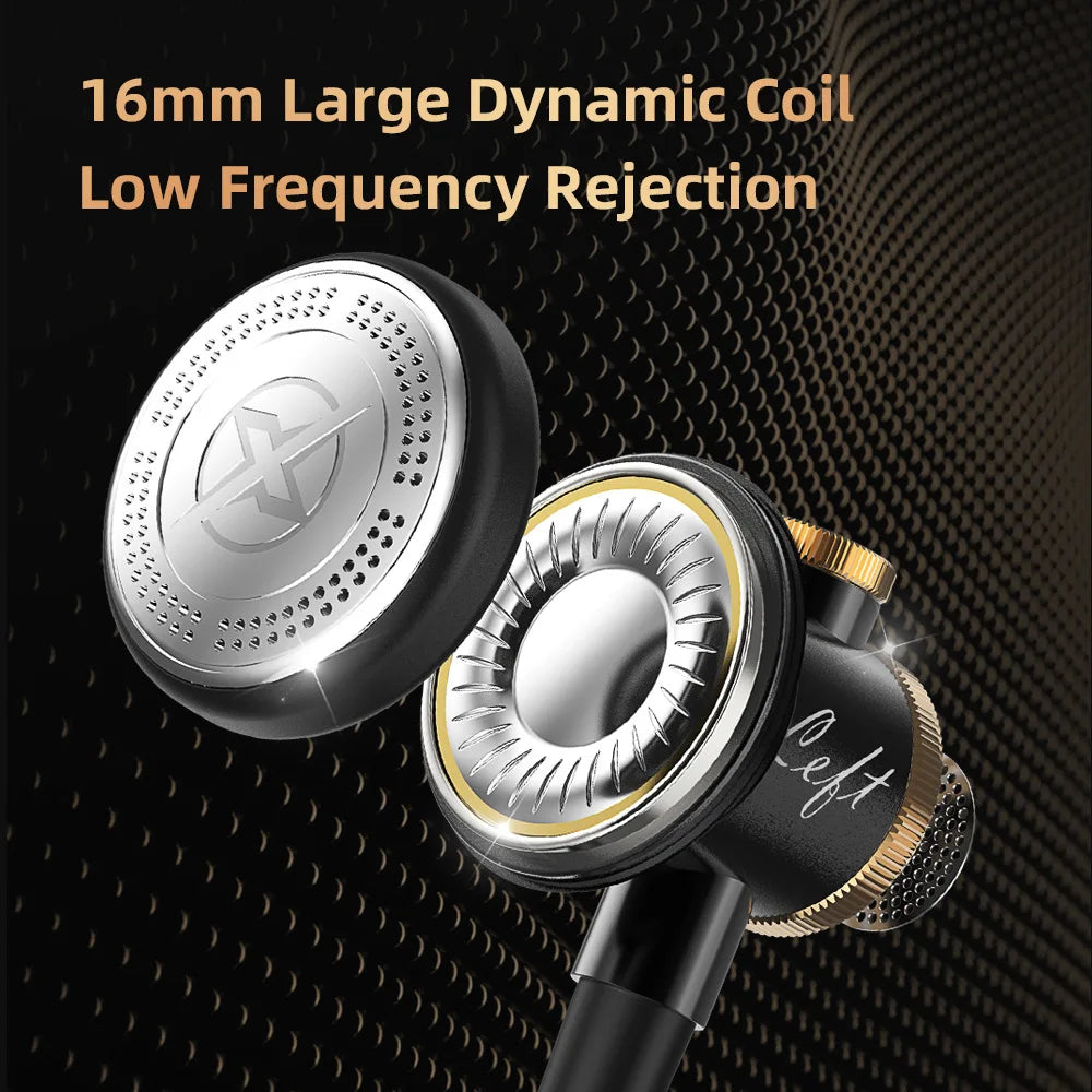 Metal HiFi Flat Head Earphone with Microphone Bass Headset Headphones