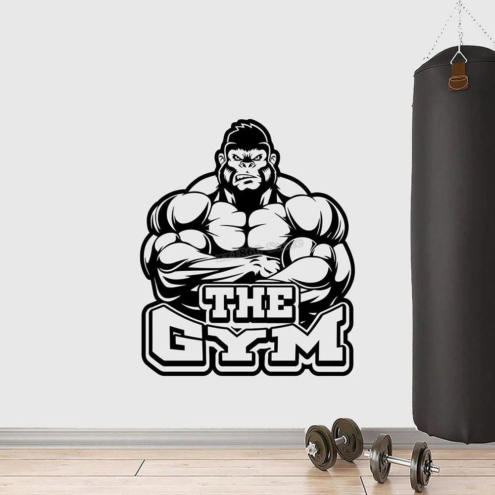 Gym Sign Vinyl Wall Decal Gorilla Beast Mode Gym Sign Wall Sticker