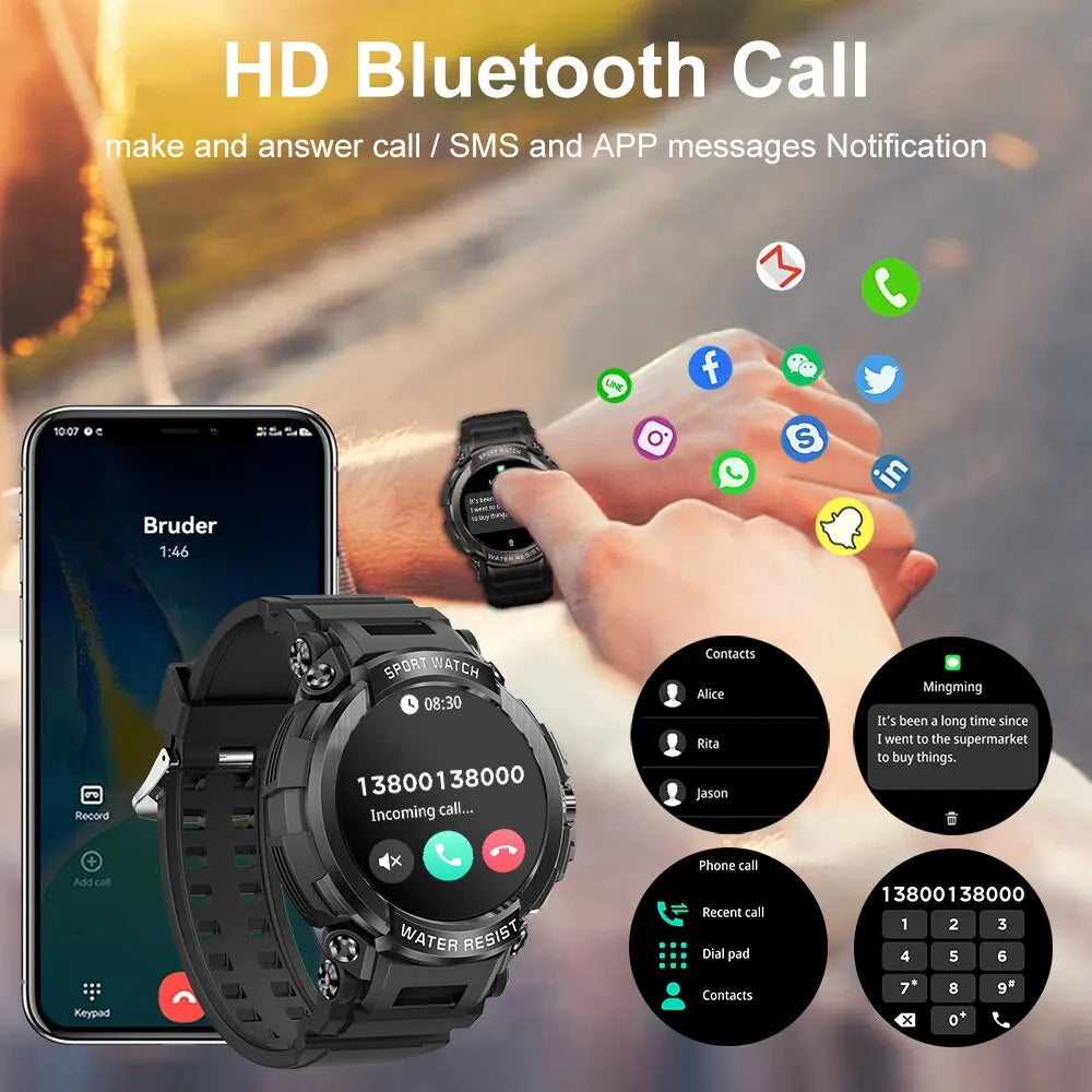MELANDA 1.5" Bluetooth Call GPS Smart Watch Men 120+ Sports Fitness