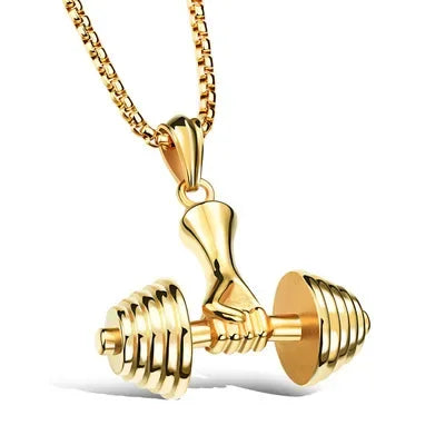 Bodybuilding Arm Muscle Man Statue Pendant Men's Sports Fitness Necklace Men's Gym Leisure Pendant Accessories Jewellery