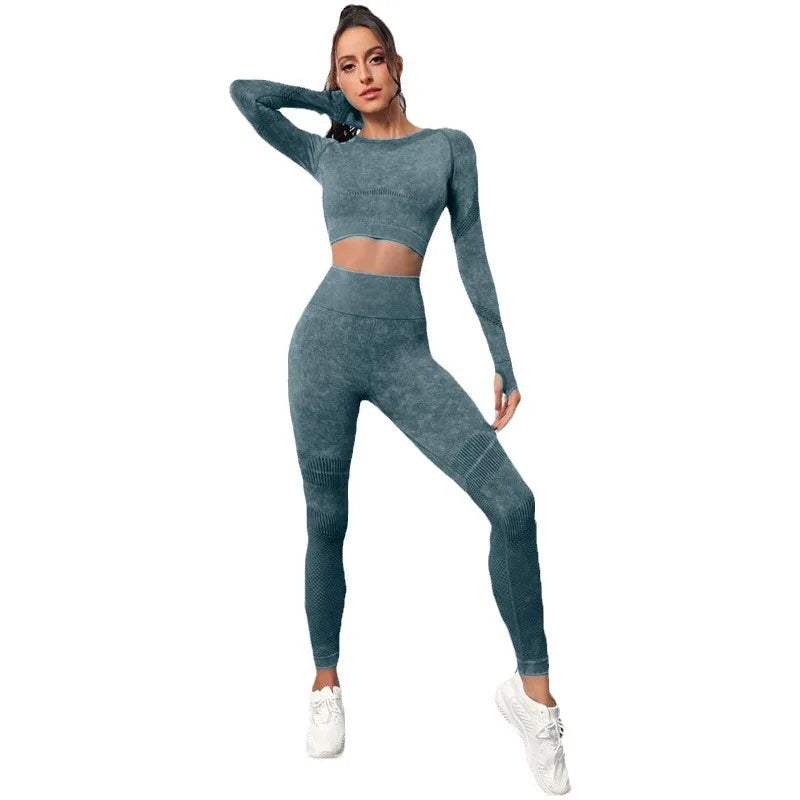 Seamless Yoga Sets Women Workout Sportswear Gym Clothing Long Sleeve