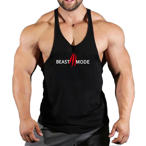 Brand Fitness Clothing Men ’s Cotton Beast Mode Letter Print Tank Top