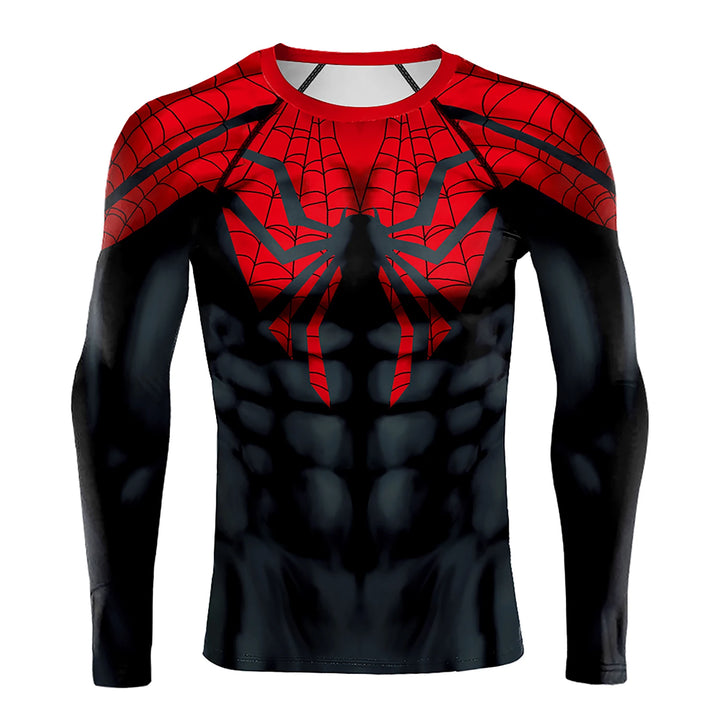 Compression Shirts for Men Long Sleeve Comics Spider Cosplay T-Shirt Superhero Top Elastic Fitness Sportwear Halloween Clothes