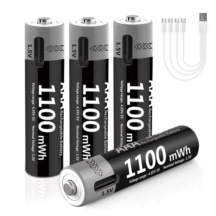 MATOV Li-ion AAA and AA Rechargeable Batteries USB Lithium-ion 3400mWh 1.5V AA Rechargeable Batteries+1100mWh 1.5V AAA Battery