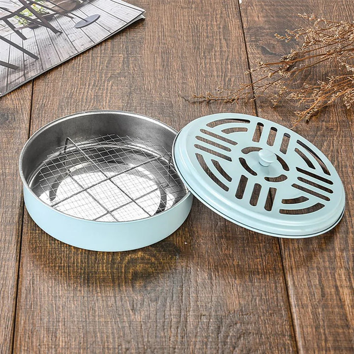 Stainless Steel Mosquito Coil Box Tray Shelf Home With Cover And Fireproof Anti-scalding Creative Incense Stove Mosquito Coil