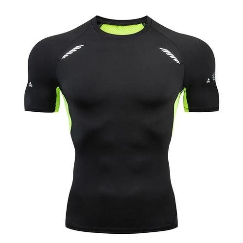 Men Short Sleeve Rash Guard Compression Shirts Quick Dry Fitness