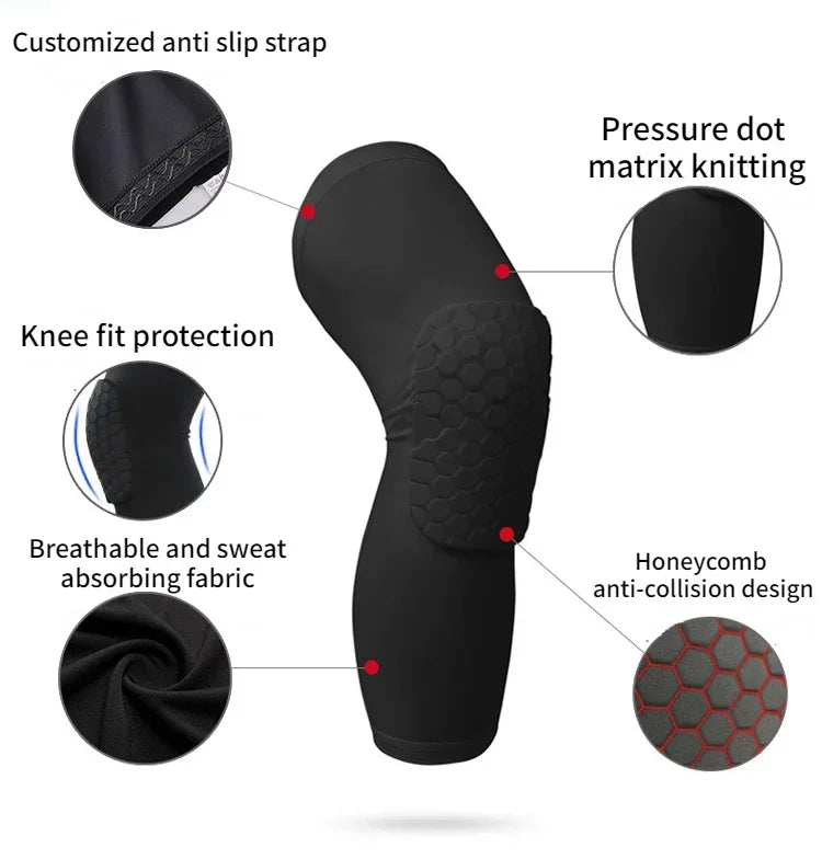 Basketball Volleyball Knee Pads Honeycomb Foam Support Compression Leg