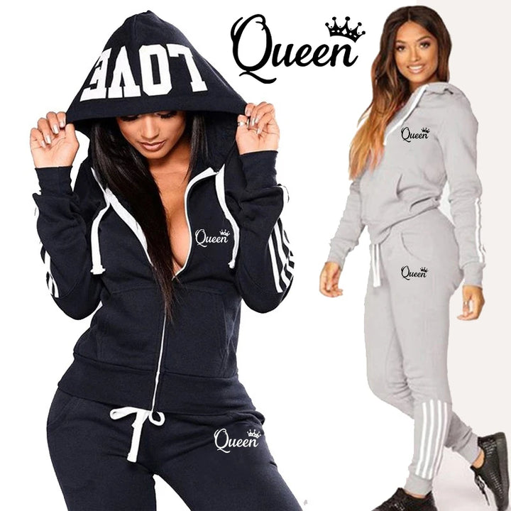 Hot Women's Fashion Tracksuit Striped Hoodies and Jogger Pants Ladies Daily Casual Clothes