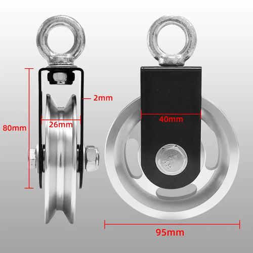 Heavy Duty Pulleys Lightweight Aluminum Silence Detachable 360