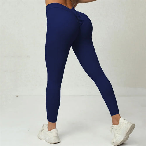 Fitness Back V Leggings Yoga Pants Sports High Waist Scrunch Leggings