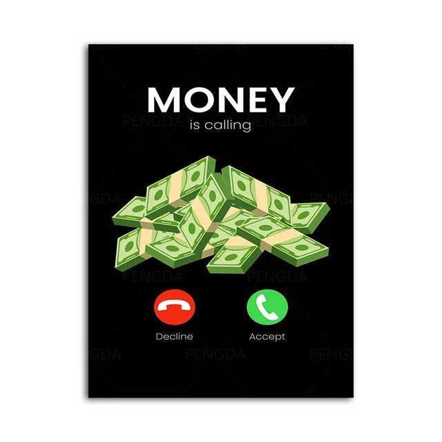 Motivational Quotes Poster Money Is Calling Eat Sleep Invest Repeat Wall Art Picture Canvas Print Room Home Decor Painting Gifts