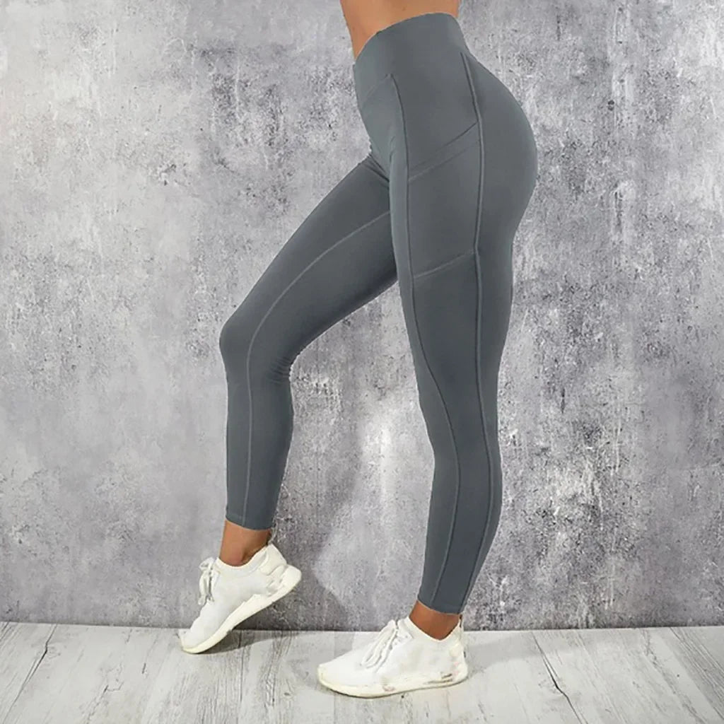 Yoga Fitness Women Leggings High Waist Tights with Pocket Gym Workout Running Stretchy Sexy Butt Liftting Casual Skinny Pants