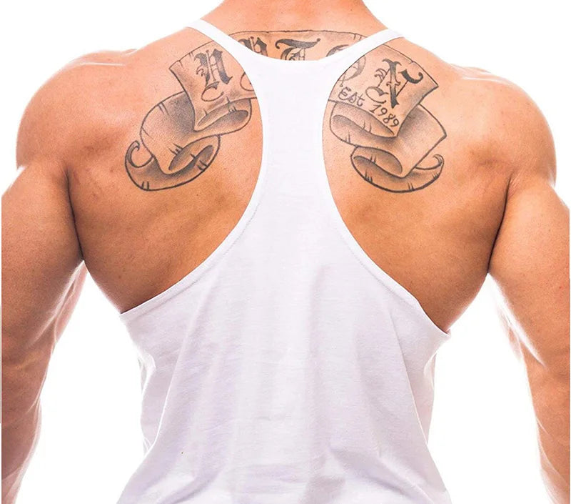 Brand Vest Muscle Fashion Gym Mens Back Tank Top Sleeveless Stringer