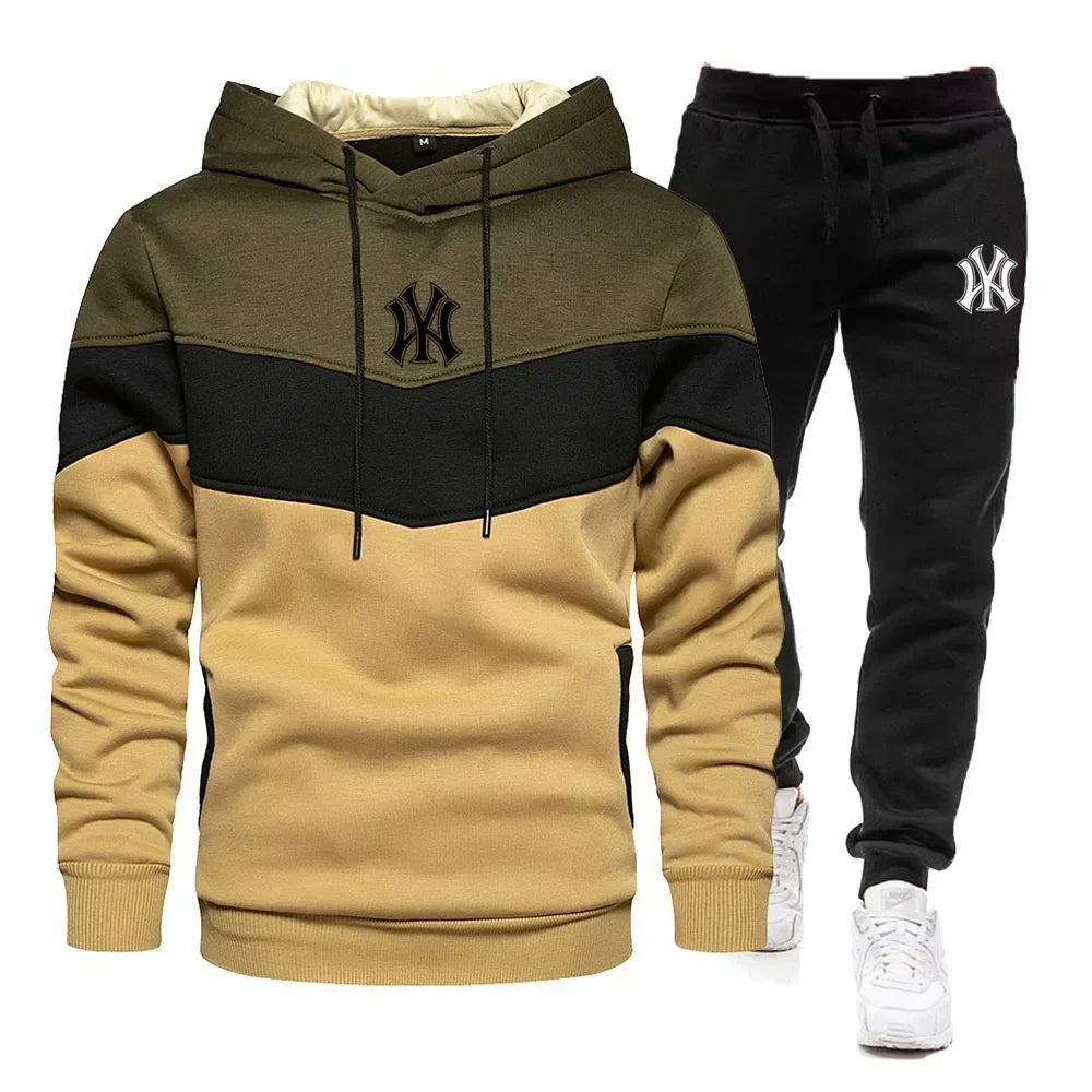 2024 New Men's Sets Spring Autumn Zipper Hoodie and Pants 2 Pieces Casual Tracksuit Male Brand Running Jogging Sportswear Suit