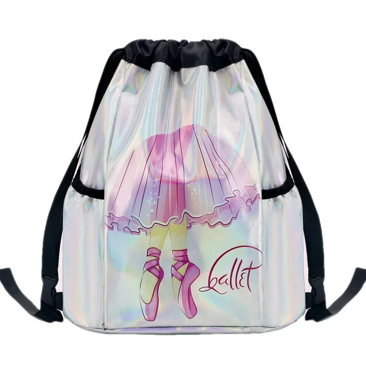 Girls Laser Shiny Ballet Dance Bags Kids Training Shoulder Gym