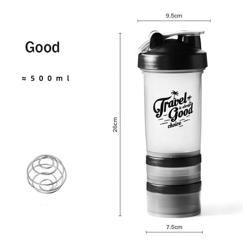 500ml Large-capacity Shaker Protein Bottle Powder Mixing Cup Portable