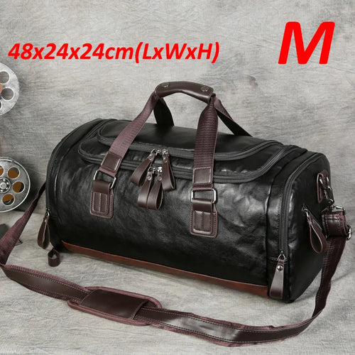 Men's PU Leather Gym Bag Sports Bags Duffel Travel Luggage Tote