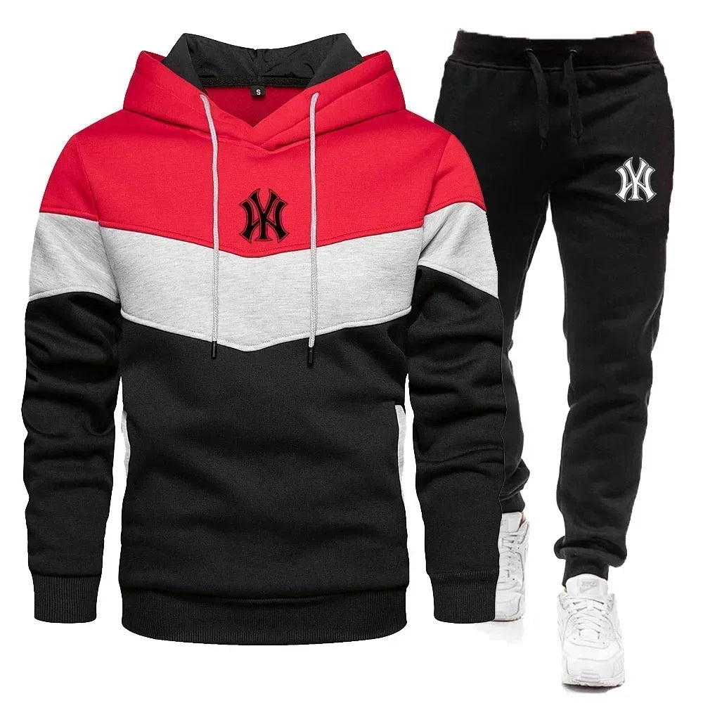 2024 New Men's Sets Spring Autumn Zipper Hoodie and Pants 2 Pieces Casual Tracksuit Male Brand Running Jogging Sportswear Suit