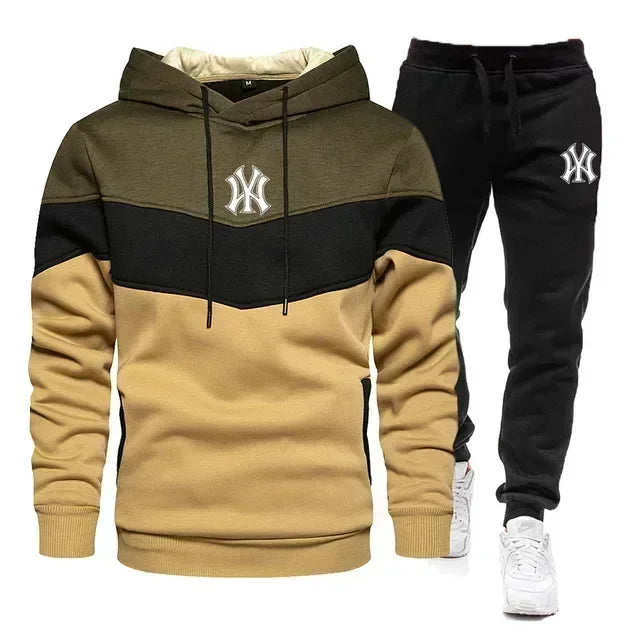 2024 New Men's Sets Spring Autumn Zipper Hoodie and Pants 2 Pieces Casual Tracksuit Male Brand Running Jogging Sportswear Suit