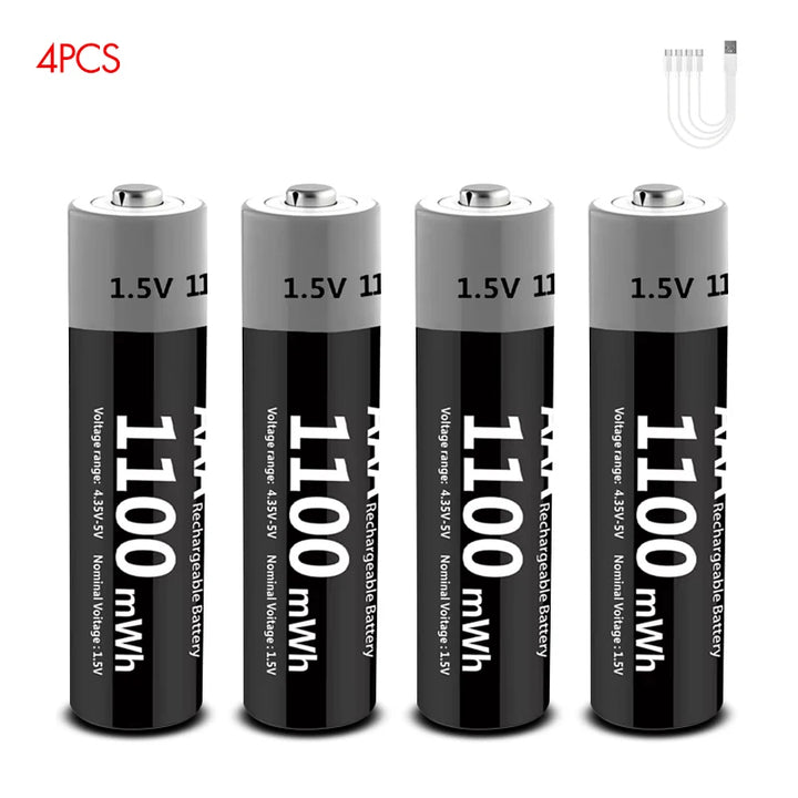 MATOV Li-ion AAA and AA Rechargeable Batteries USB Lithium-ion 3400mWh 1.5V AA Rechargeable Batteries+1100mWh 1.5V AAA Battery