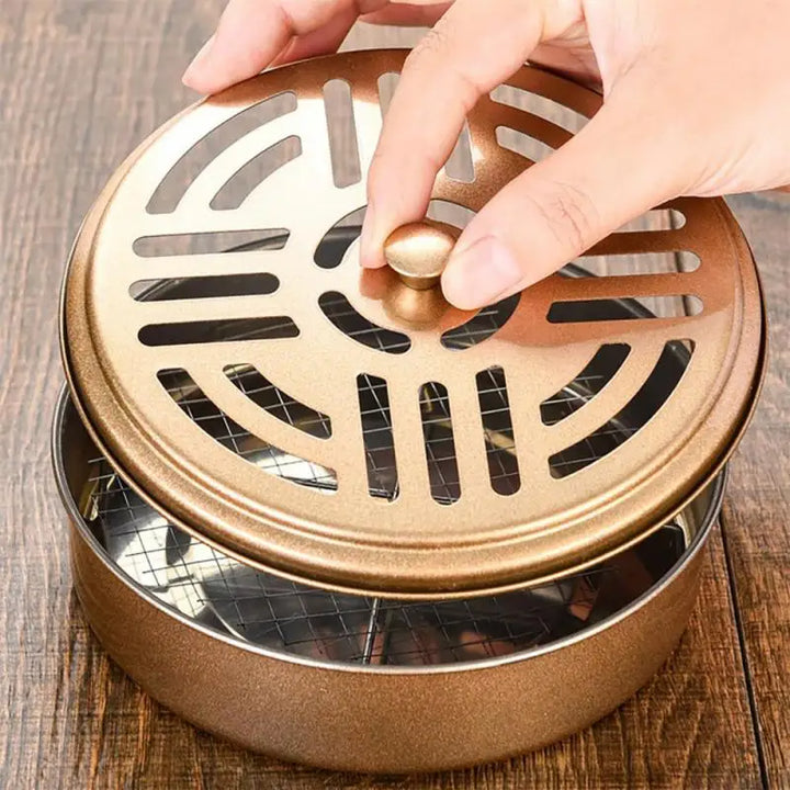 Stainless Steel Mosquito Coil Box Tray Shelf Home With Cover And Fireproof Anti-scalding Creative Incense Stove Mosquito Coil