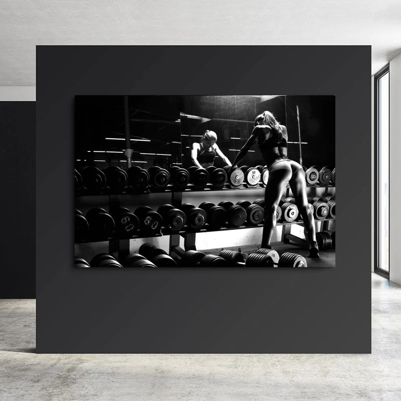Fitness Girl Motivation Canvas Poster and Prints Workout Dumbbell Gym