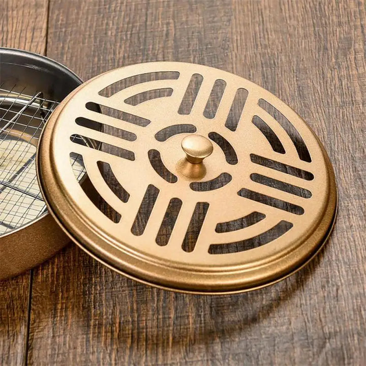 Stainless Steel Mosquito Coil Box Tray Shelf Home With Cover And Fireproof Anti-scalding Creative Incense Stove Mosquito Coil