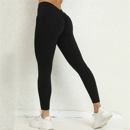 Fitness Back V Leggings Yoga Pants Sports High Waist Scrunch Leggings