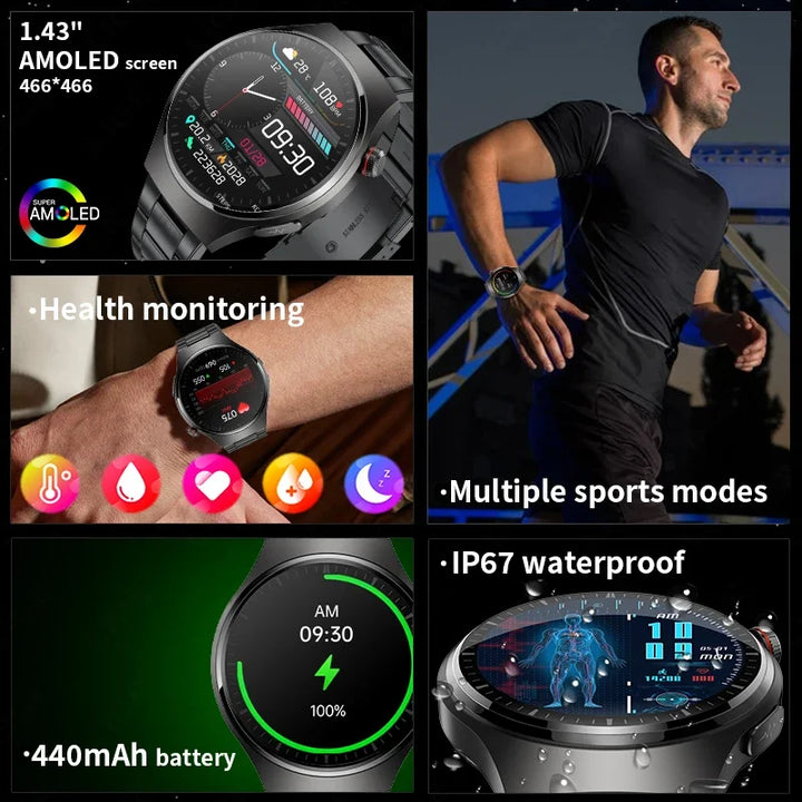 Blood Lipids Uric Acid Blood Glucose Smart Watch Men Fitness Tracker Clock Heart Rate Bluetooth Calling ECG+PPG Smartwatch New