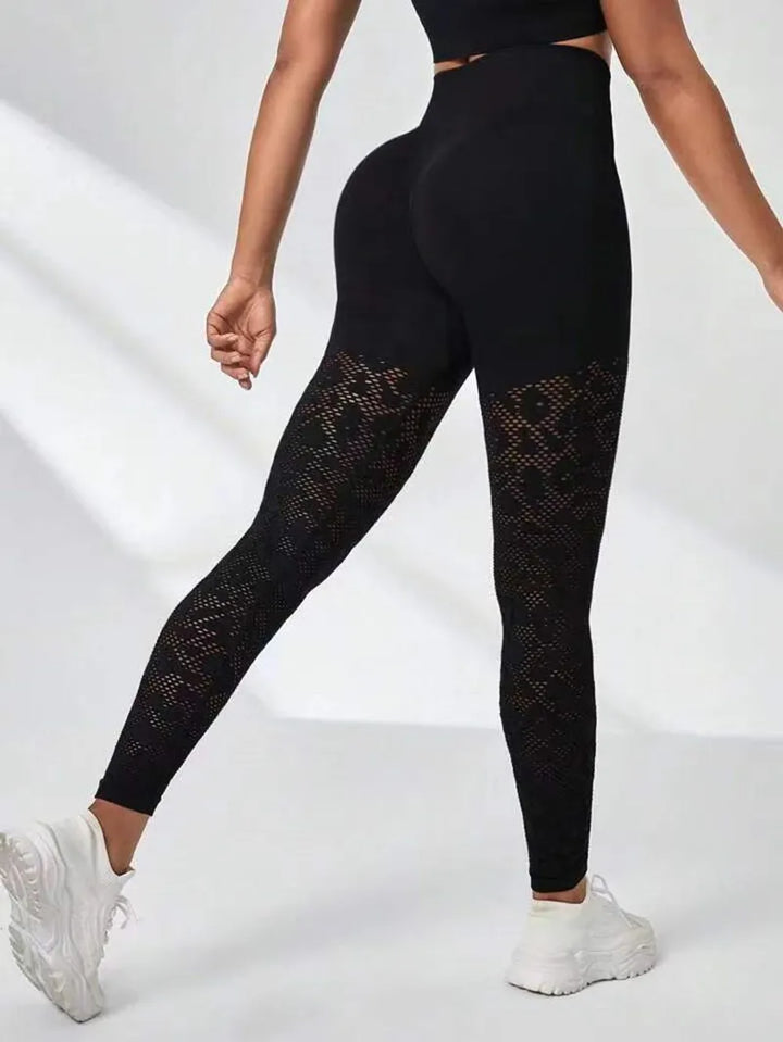 Women Seamless Leggings  Hollow Out Gym Leggings Ladies High Waist