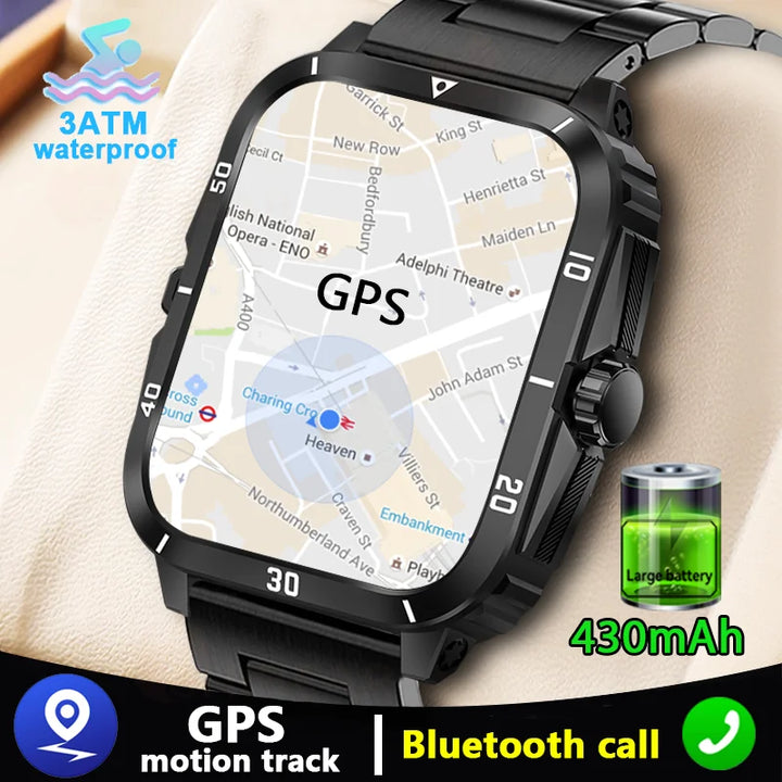 2024 Men Smartwatch 3ATM Waterproof Barometer Altimeter GPS Trajectory