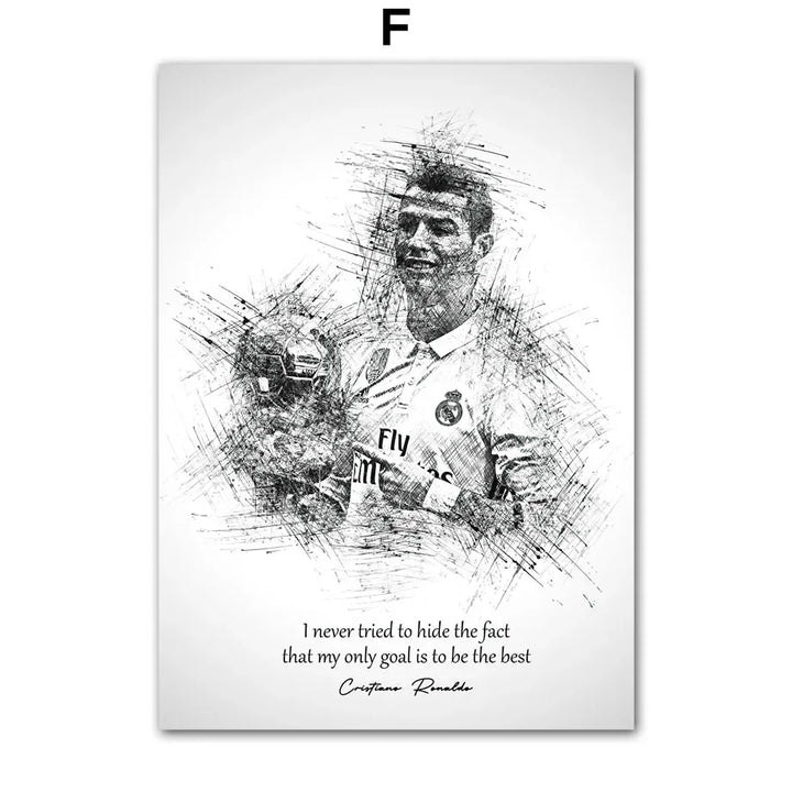 Black White Best FIFA Player Cristiano Ronaldo Nordic Posters And Prints Wall Art Canvas Painting Home Decoration Pictures Club