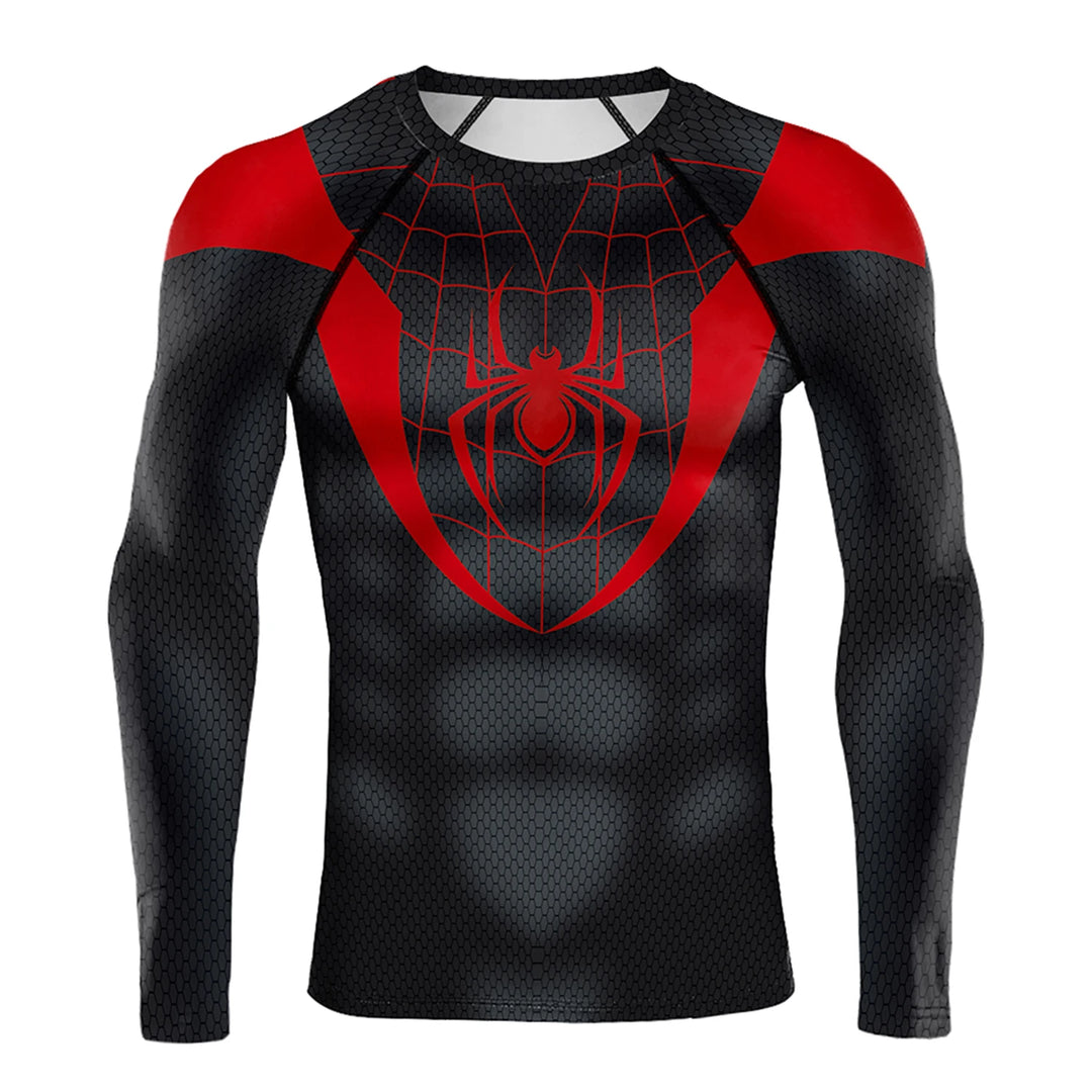 Compression Shirts for Men Long Sleeve Comics Spider Cosplay T-Shirt Superhero Top Elastic Fitness Sportwear Halloween Clothes