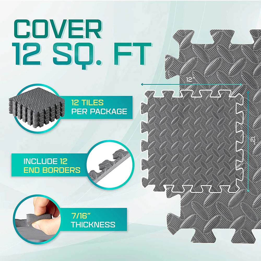 4~24Pcs Puzzle Fitness Mat, Eva Interlocking Foam Floor Tiles for Home