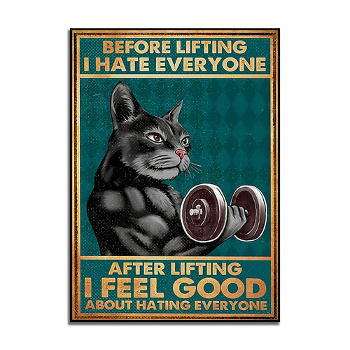 Fitness cat poster, funny cat poster, motivational poster, sports