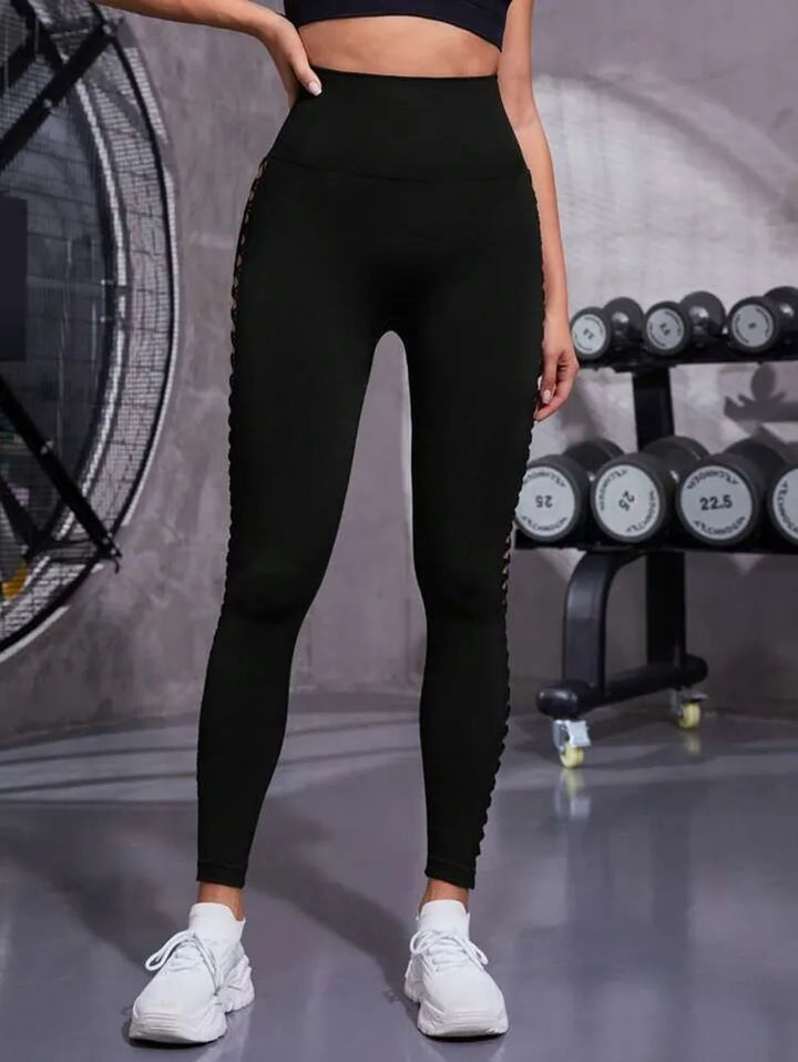 Sexy Hollow Black  Seamless Leggings Women Fitness Leggings Gym Yoga