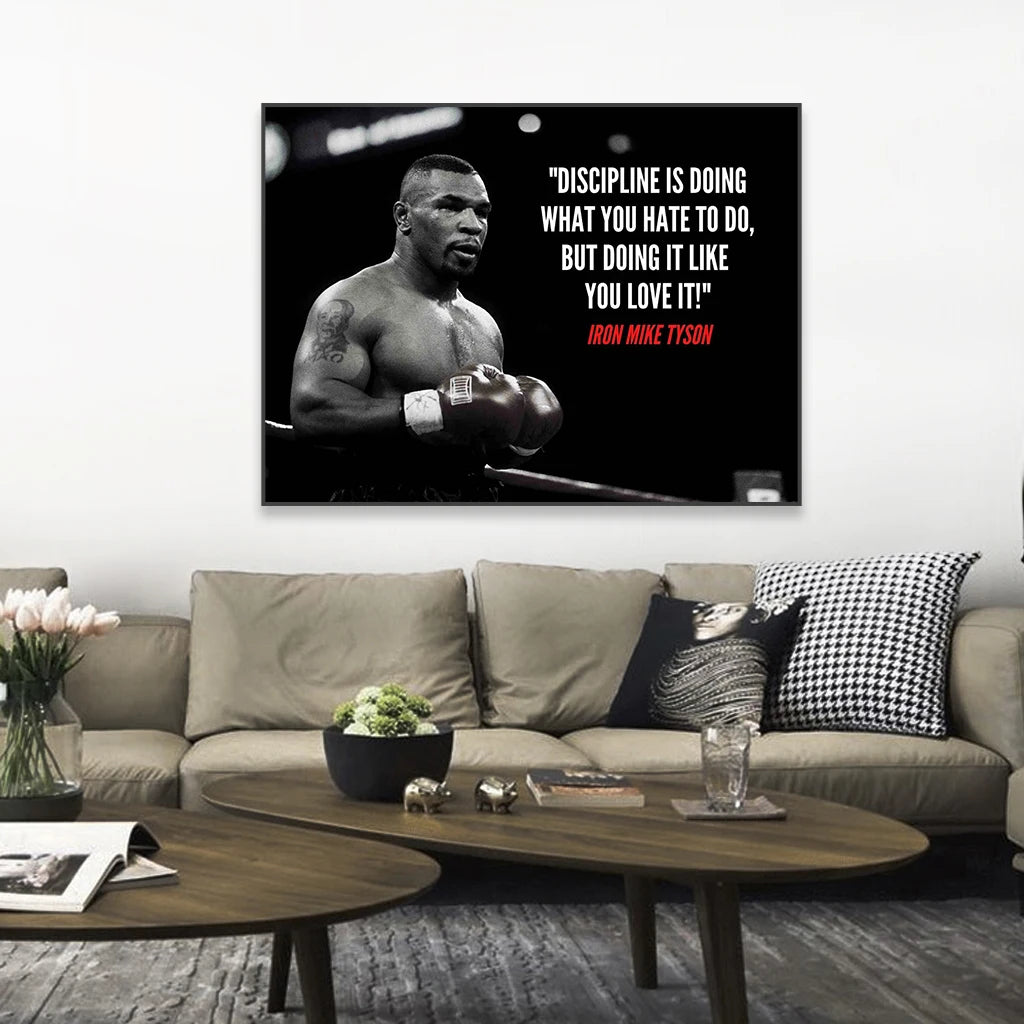 Fitness Motivational Poster Mike Tyson Boxing Sport Quote Art Gym Wall