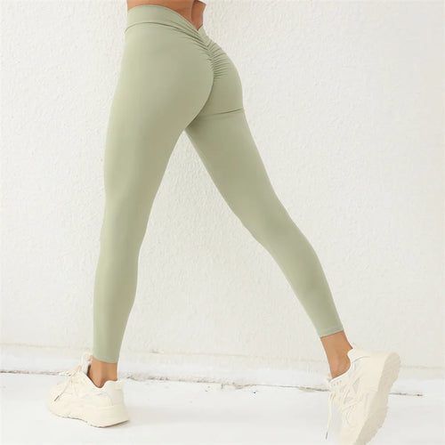 Fitness Back V Leggings Yoga Pants Sports High Waist Scrunch Leggings