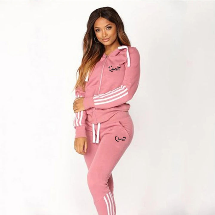 Hot Women's Fashion Tracksuit Striped Hoodies and Jogger Pants Ladies Daily Casual Clothes