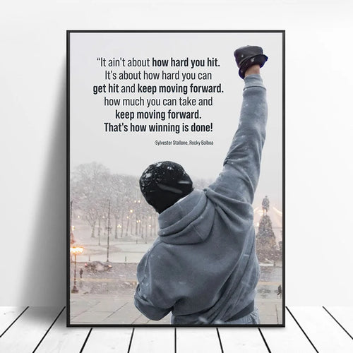 Black and White Rocky Balboa Boxing Wall Art Canvas Painting